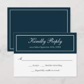 Navy and White Classic Simple Elegant Wedding RSVP Kaartje (Voorkant / Achterkant)