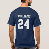 Navy and White Custom Basketball Team Spirit T-shirt (Achterkant)