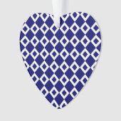 Navy and White Diamond Pattern Ornament (voorkant)