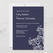 Navy and White Elegant Style Wedding Kaart (Voorkant)