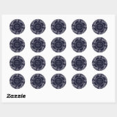 Navy and White Elegant Style Wedding Ronde Sticker (Vel)