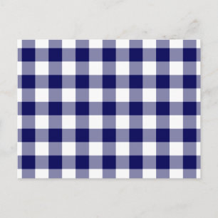 Navy and White Gingham Pattern Briefkaart