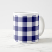 Navy and White Gingham Pattern Jumbo Beker (Voorkant rechts)