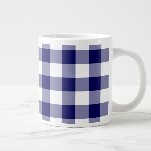 Navy and White Gingham Pattern Jumbo Beker (Rechts)