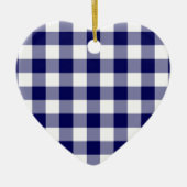 Navy and White Gingham Pattern Keramisch Ornament (Voorkant)