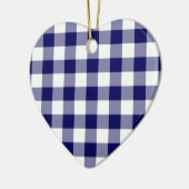 Navy and White Gingham Pattern Keramisch Ornament (Links)