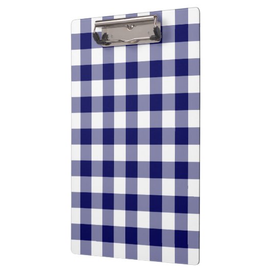 Navy and White Gingham Pattern Klembord (Links)