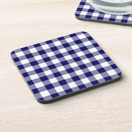 Navy and White Gingham Pattern Onderzetter (Linkerzijde)