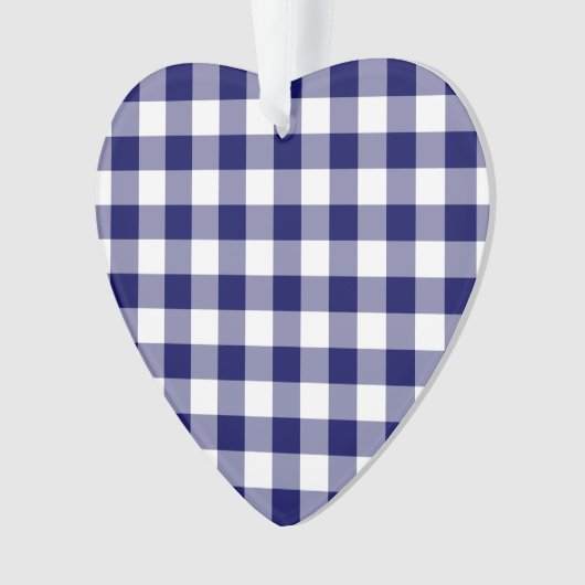 Navy and White Gingham Pattern Ornament (voorkant)