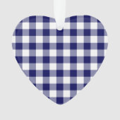 Navy and White Gingham Pattern Ornament (voorkant)