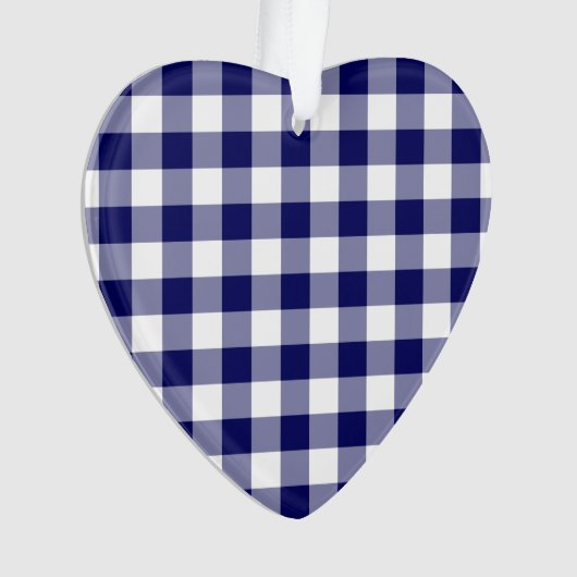 Navy and White Gingham Pattern Ornament (voorkant)