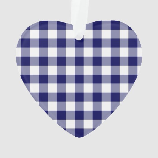 Navy and White Gingham Pattern Ornament (achterkant)