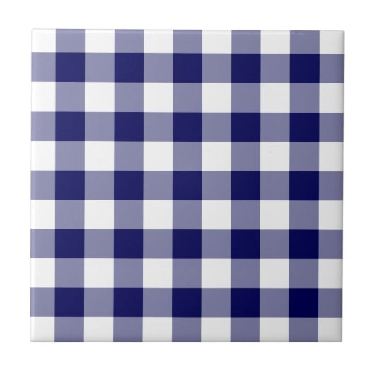 Navy and White Gingham Pattern Tegeltje (Voorkant)