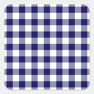 Navy and White Gingham Pattern Vierkante Sticker