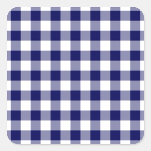 Navy and White Gingham Pattern Vierkante Sticker (Voorkant)