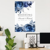 Navy and White met Silver Foil Wedding Welcome Poster (Thuiskantoor)