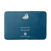 Navy and White Nautical Bath Mat (Voorkant)