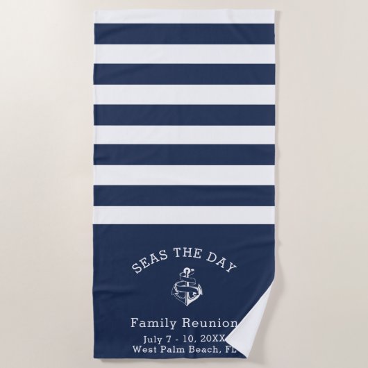 Navy and White - Ontwerp je eigen strandlaken (Voorkant)