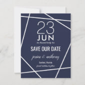 Navy and White Simple Geometric Save the Date (Voorkant)
