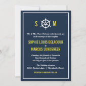 Navy and Yellow Nautical Monogram Weddenschap Kaart (Voorkant)