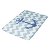 Navy Anker en Chevron Custom Bath Mat (Gekanteld)