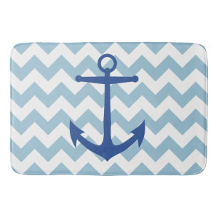 Navy Anker en Chevron Custom Bath Mat