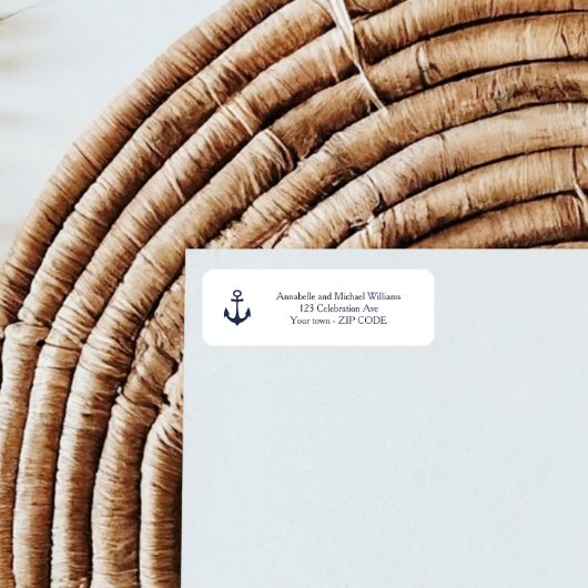 Navy Anker Nautical Yacht Coastal BRUILOFT adres Etiket