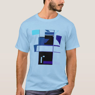 Navy Aqua Black Patchwork MCM-geïnspireerde geomet T-shirt