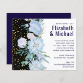 Navy Aqua Blue Floral Wedding Budget (Voorkant / Achterkant)