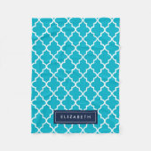 Navy & Aqua Quatrefoil | Fleece Blanket (Voorkant)