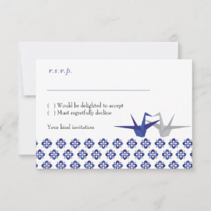 Navy / Argent Grues de papier plié Mariage RSVP