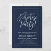 Navy & Argent | Invitation Anniversaire Moderne Su (Devant)