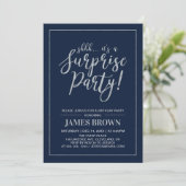 Navy & Argent | Invitation Anniversaire Moderne Su (Debout devant)