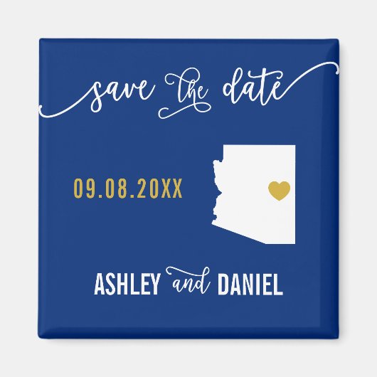 Navy Arizona Wedding Save the Date Map Magneet (Voorkant)
