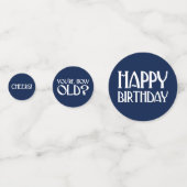 Navy Art Deco Birthday Phrases Confetti (Voorkanten)