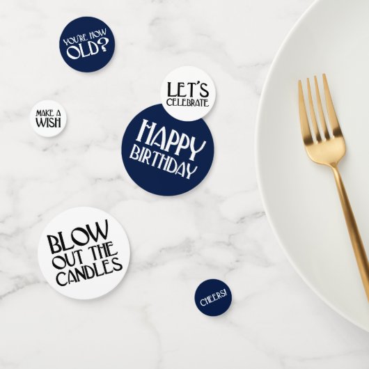 Navy Art Deco Birthday Phrases Confetti (Groep)
