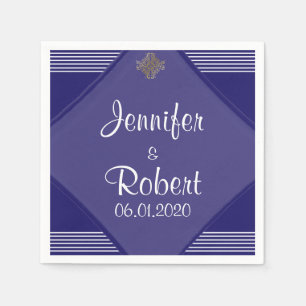 Navy Art Deco Posh Bruiloft Servet
