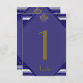 Navy Art Deco Posh Trouwtafel nummer Kaart (Voorkant / Achterkant)