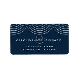 Navy Art Deco String Lights Retouradres Label