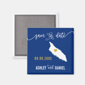 Navy Aruba Wedding Save the Date Map Magneet (Voorkant / Achterkant)