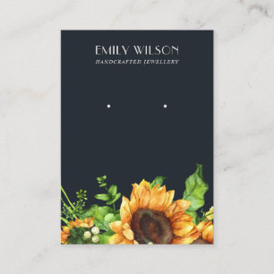 NAVY AUTUMN HERFST SUNFLOWER STUD EARRING DISPLAY VISITEKAARTJE