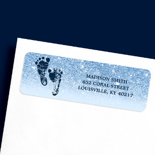 Navy Baby Blau Glitter Ombre Baby Voeten Etiket