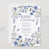 Navy Baby in Bloom Shower Invitation Kaart (Voorkant)