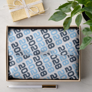 Navy, Babyblauw & Witte Afstudeerjaar Diploma Tissuepapier