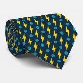 Navy Basketbal en Thunder Lightning Bolt Patroon Stropdas (Opgerold)