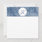 Navy Batik Monogram Flat Note Card Feestdagenkaart (Voorkant)