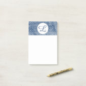 Navy Batik Monogram Post Post-it® Notes (Op bureau)