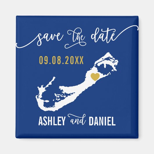 Navy Bermuda Wedding Save the Date Map Magneet (Voorkant)