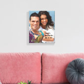 Navy & Berry Berry Elegant Damask Peacock Wedding Canvas Afdruk (Insitu (Woonkamer))