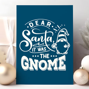 Navy Beste Kerstman Het was de Gnome Kerstmis Feestdagen Kaart
